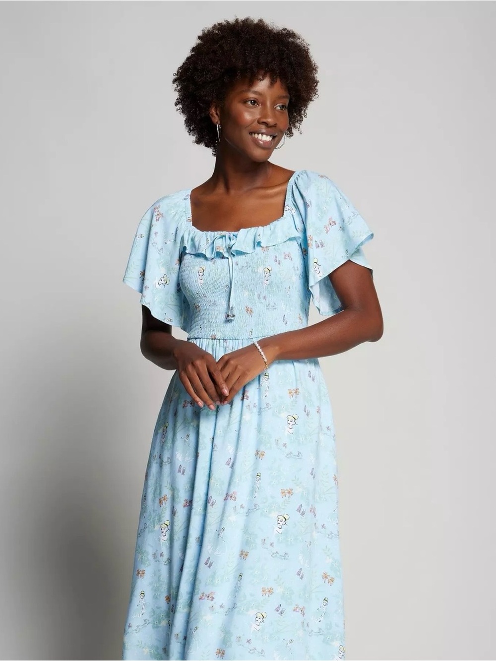 Her Universe Light Blue cinderella Ruffle Maxi Dress